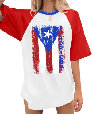 Puerto Rico Shirt Women Boricua Tshirt Y2k Aesthetic Tops Puerto Rican Pride Tee Vintage 90s Streetwear Shirts
