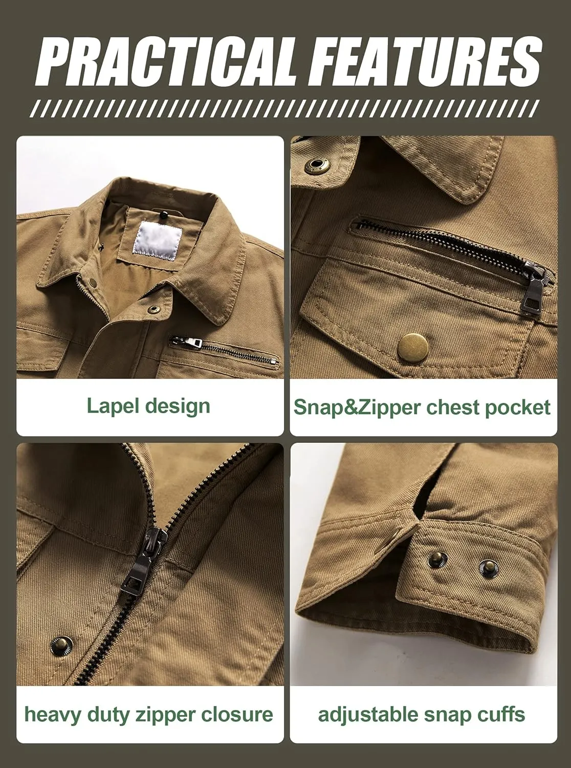 Pursky Men's Canvas Cotton Military Casual Field Jacket Outerwear With Removable Hood