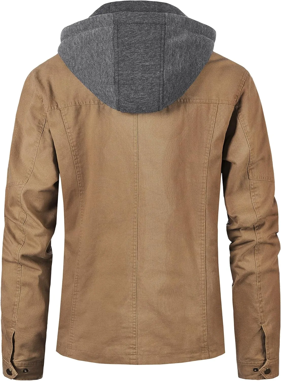 Pursky Men's Canvas Cotton Military Casual Field Jacket Outerwear With Removable Hood