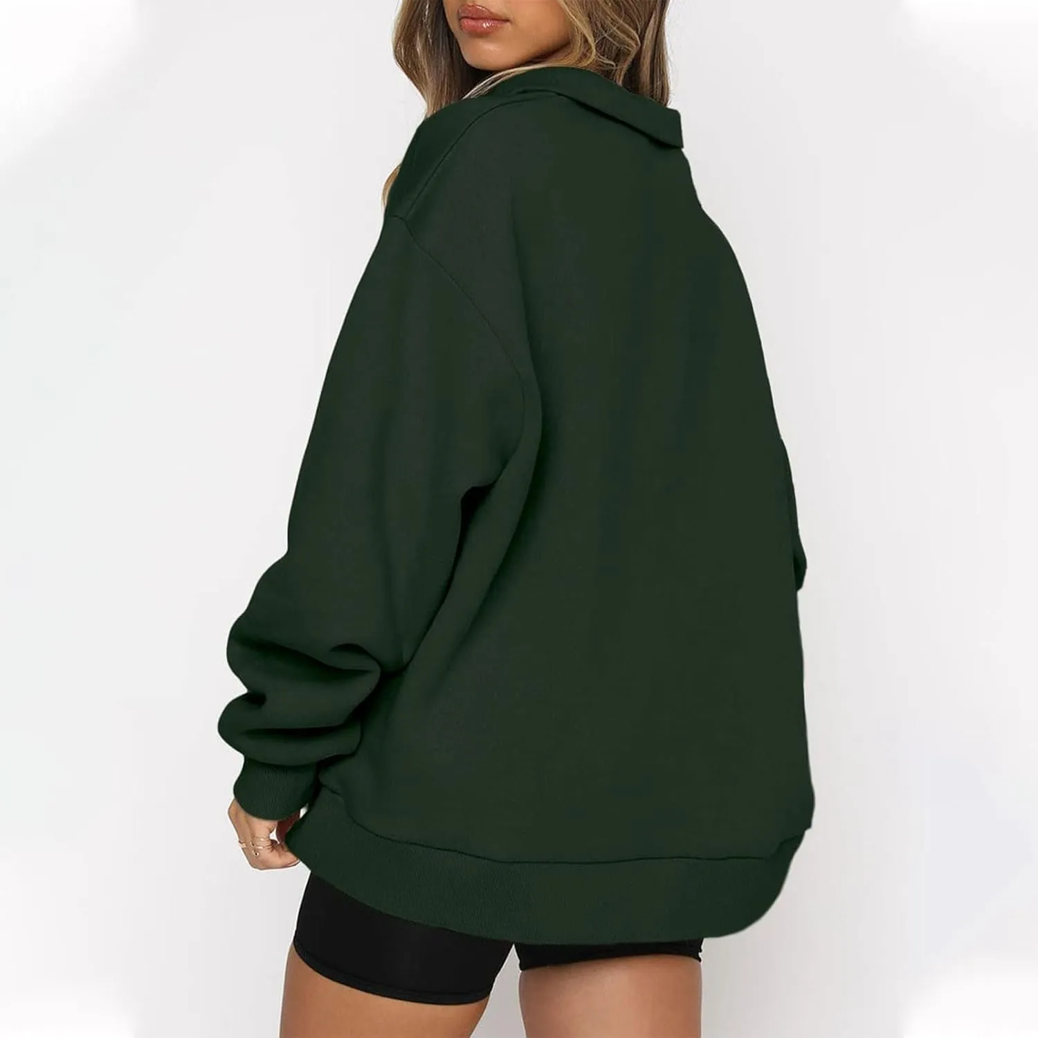 Quarter Zip Pullover for Women Fall Long Sleeve Y2k Clothes Drop Shoulder Blouses Casual Sweaters Half Zip Sweatshirt