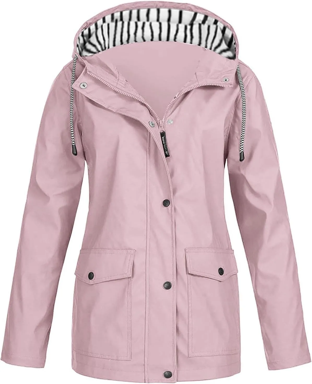 Rain Jacket Women 2024 Fall Lightweight Waterproof Raincoat Windbreaker Outdoor Hooded Trench Coat