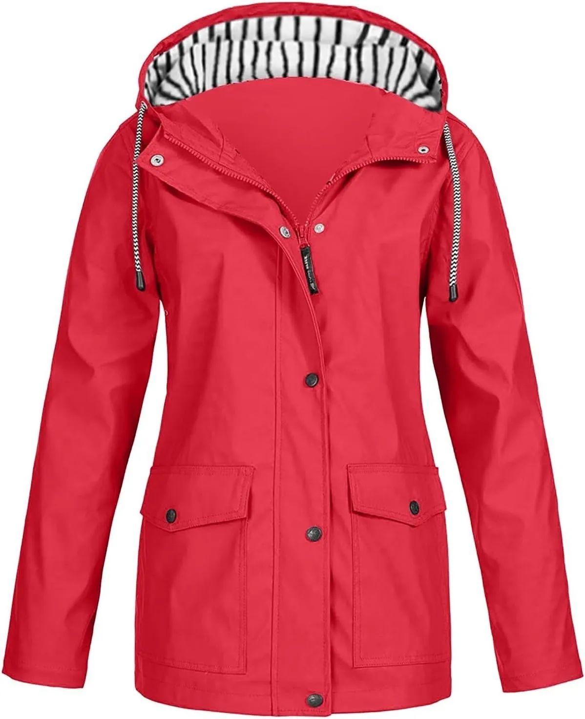 Rain Jacket Women 2024 Fall Lightweight Waterproof Raincoat Windbreaker Outdoor Hooded Trench Coat