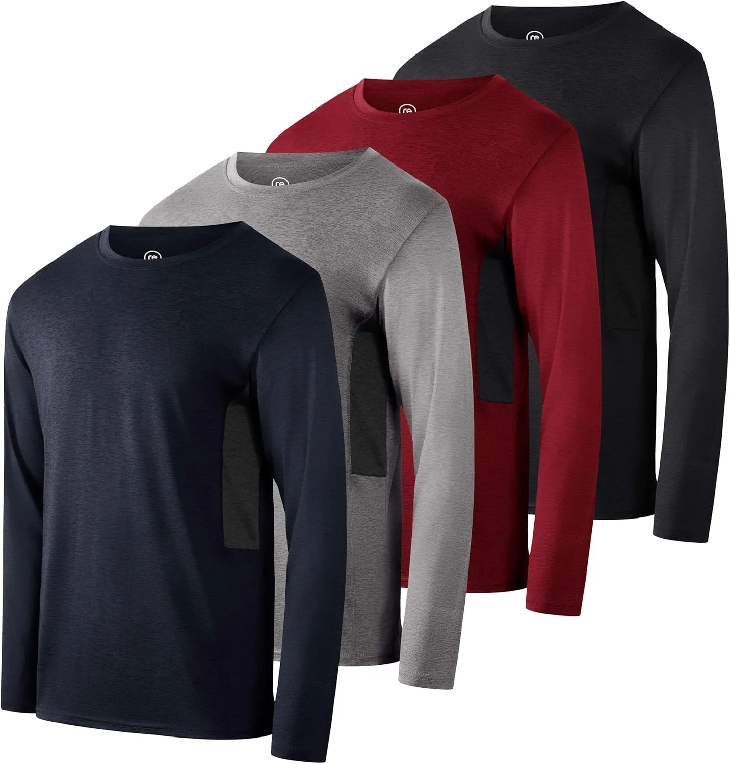 Real Essentials 4 Pack: Boys Youth Dry-Fit Moisture Wicking Active Athletic Performance Long-Sleeve T-Shirt
