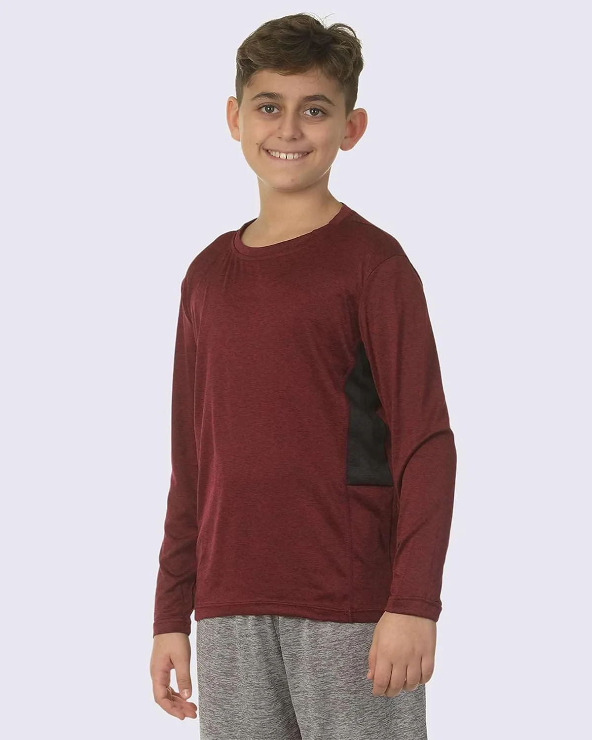 Real Essentials 4 Pack: Boys Youth Dry-Fit Moisture Wicking Active Athletic Performance Long-Sleeve T-Shirt