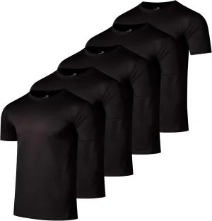 Real Essentials 5 Pack Mens Active Quick Dry Mesh Crew Neck T Shirts | Athletic Short Sleeve Tee (Available in Big & Tall)