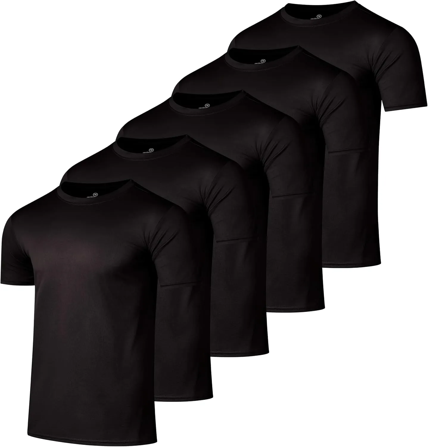 Real Essentials 5 Pack Mens Active Quick Dry Mesh Crew Neck T Shirts | Athletic Short Sleeve Tee (Available in Big & Tall)