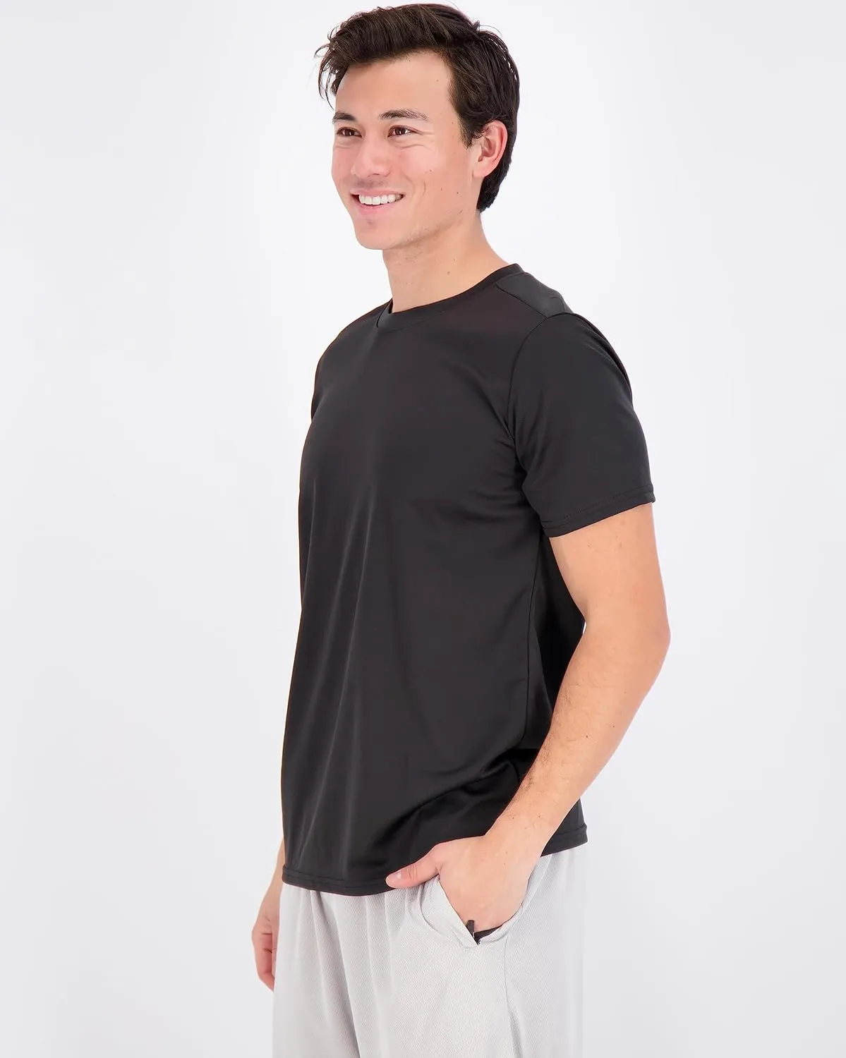 Real Essentials 5 Pack Mens Active Quick Dry Mesh Crew Neck T Shirts | Athletic Short Sleeve Tee (Available in Big & Tall)