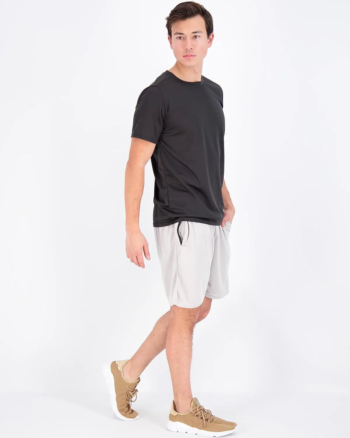 Real Essentials 5 Pack Mens Active Quick Dry Mesh Crew Neck T Shirts | Athletic Short Sleeve Tee (Available in Big & Tall)