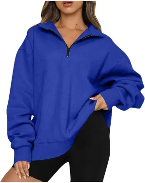 SERYU Oversized Sweatshirt Womens Loose Fit 2024 Fleece Fall Long Sleeve Half Zip Collared Pullover Y2k Clothes