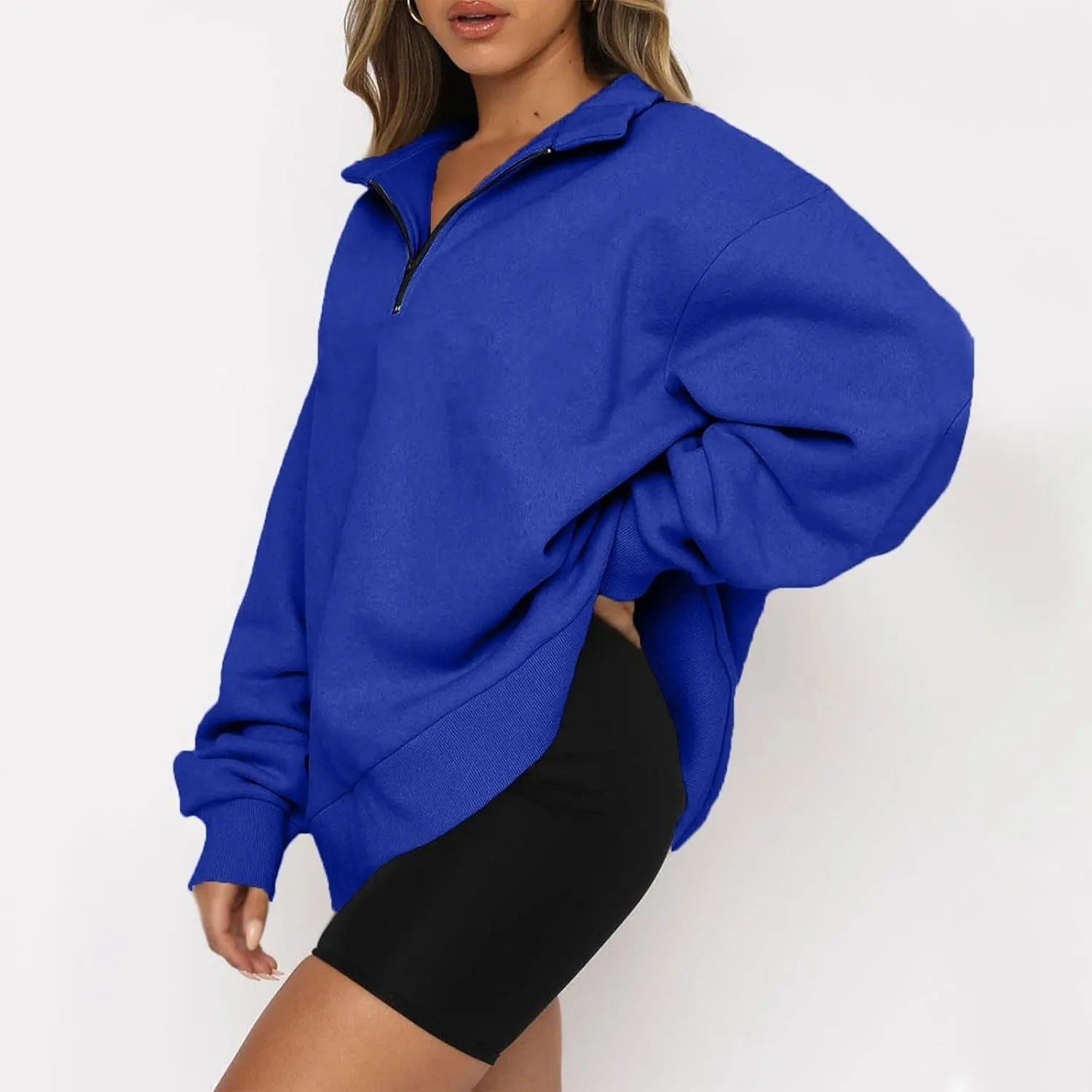 SERYU Oversized Sweatshirt Womens Loose Fit 2024 Fleece Fall Long Sleeve Half Zip Collared Pullover Y2k Clothes