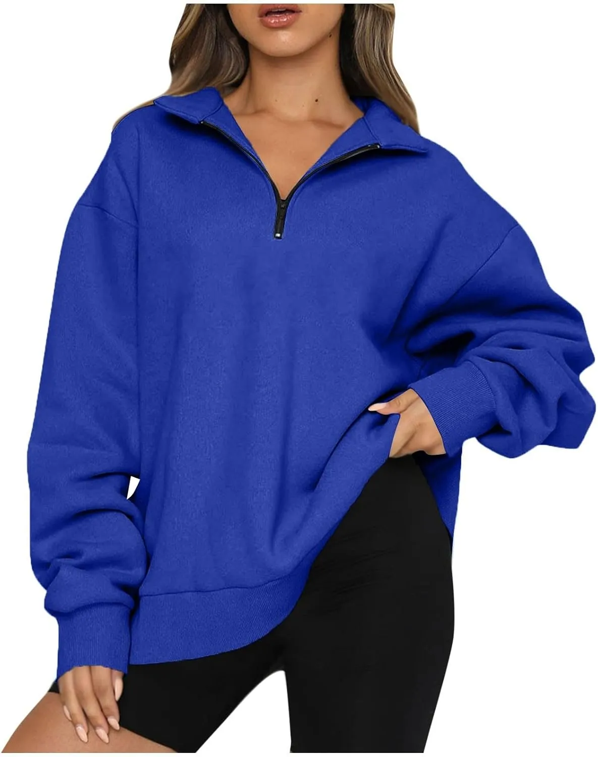 SERYU Oversized Sweatshirt Womens Loose Fit 2024 Fleece Fall Long Sleeve Half Zip Collared Pullover Y2k Clothes