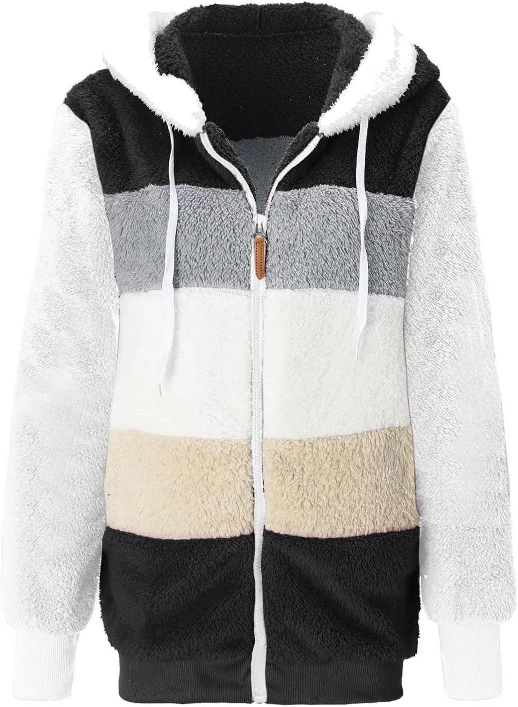 Sherpa Jacket Women Fleece Zip Up Jacket Winter 2024 Trendy Fuzzy Warm Hoodie Outerwear Coat with Pockets