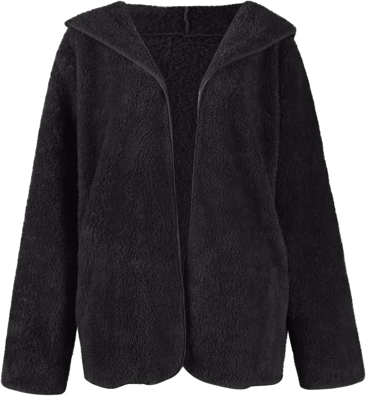 Sherpa Jacket Women Oversized Fleece Lined Jacket Faux Fur Winter Coat Zip up Fuzzy Hoodie Warm Outerwear with Pocket