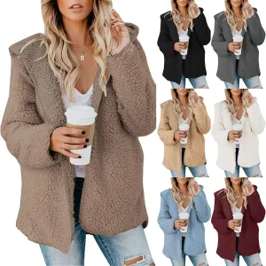 Sherpa Jacket Women Oversized Fleece Lined Jacket Faux Fur Winter Coat Zip up Fuzzy Hoodie Warm Outerwear with Pocket