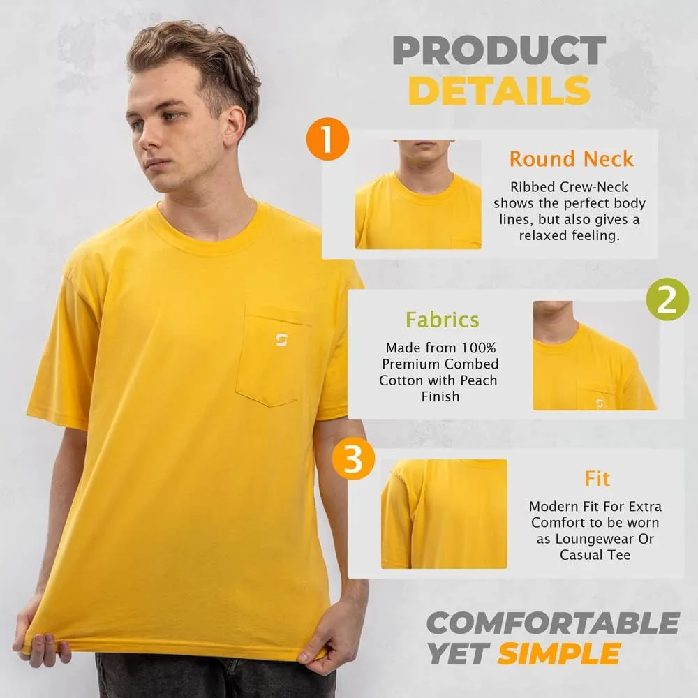 SHOHELL Pocket T Shirts for Men - Cotton Men's T-Shirts, Multipack