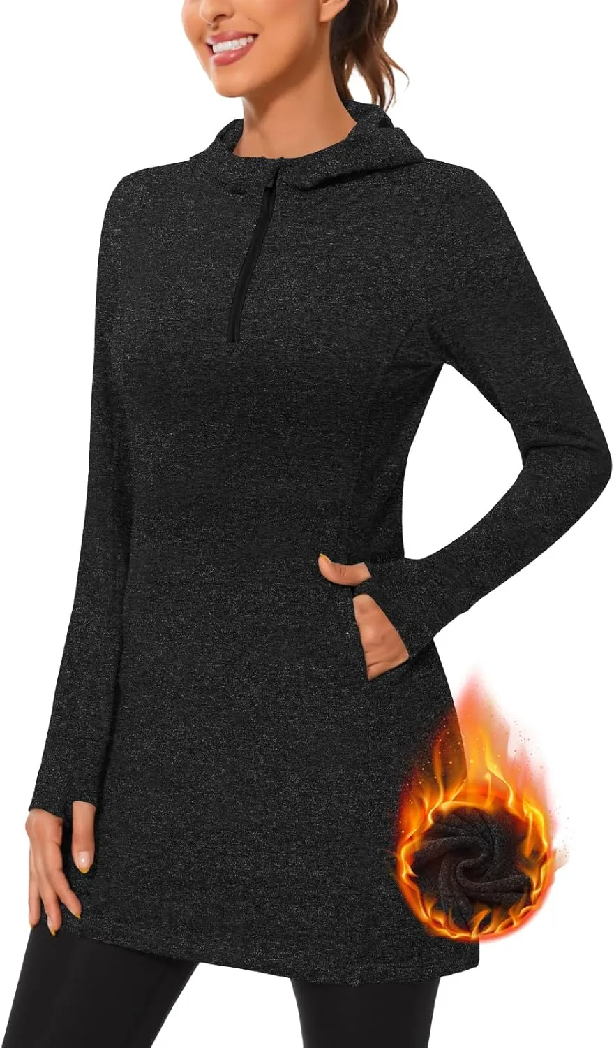 Soneven Women's Fleece Sweatshirt Dress Warm Pullover Long Sleeve Thermal Hoodie Dresses Winter Outfits with Pocket