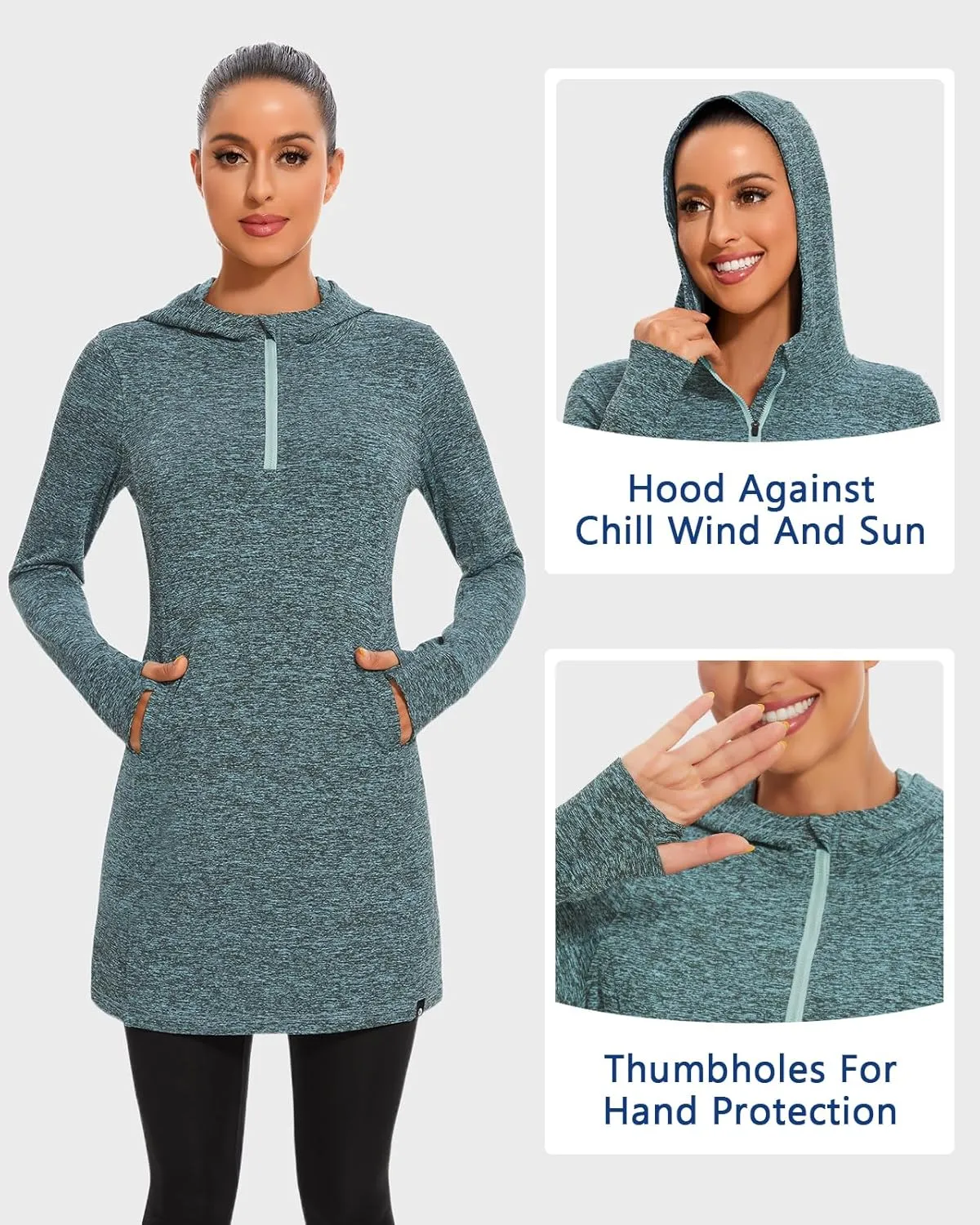 Soneven Women's Fleece Sweatshirt Dress Warm Pullover Long Sleeve Thermal Hoodie Dresses Winter Outfits with Pocket