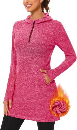 Soneven Women's Fleece Sweatshirt Dress Warm Pullover Long Sleeve Thermal Hoodie Dresses Winter Outfits with Pocket