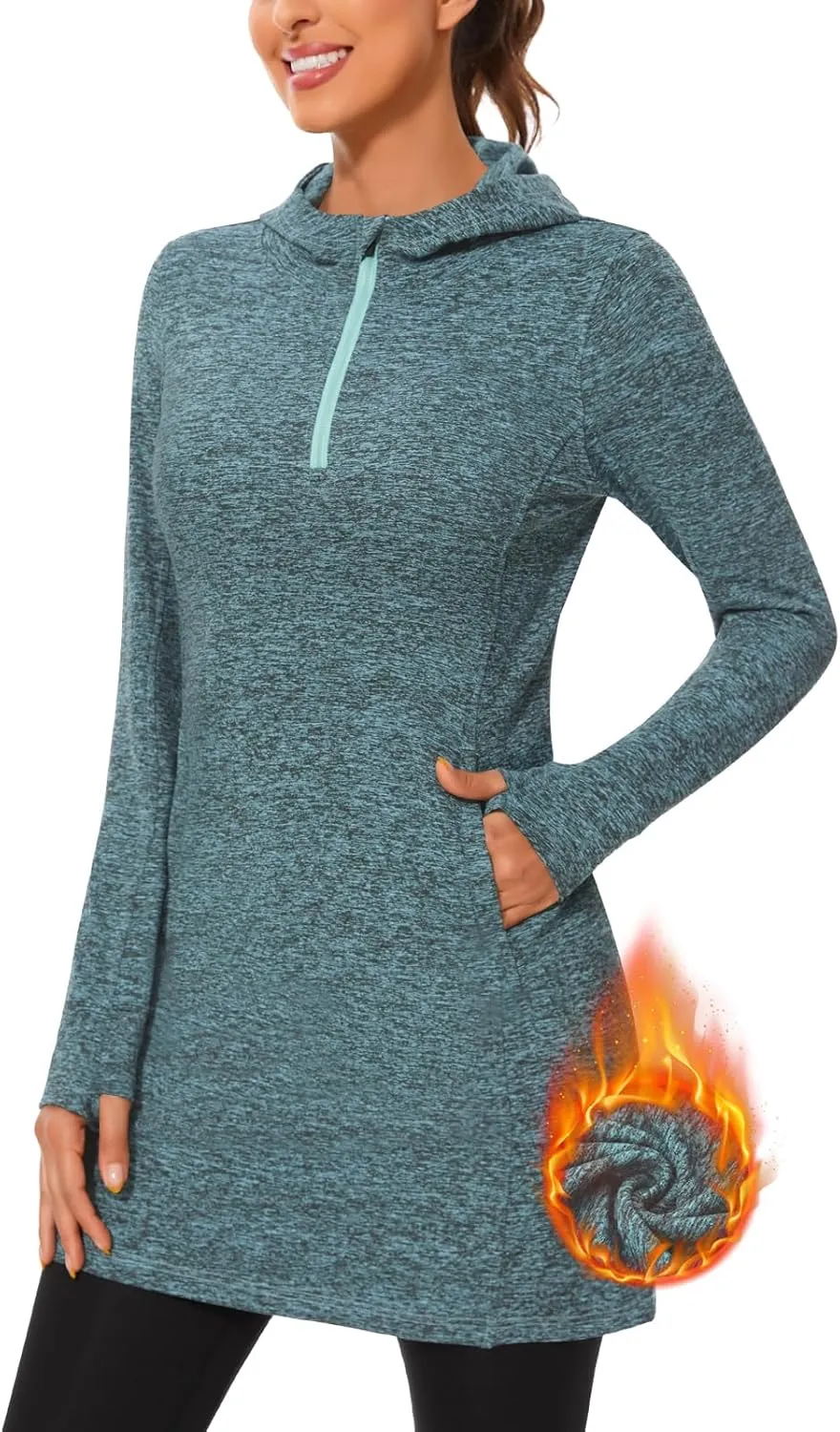 Soneven Women's Fleece Sweatshirt Dress Warm Pullover Long Sleeve Thermal Hoodie Dresses Winter Outfits with Pocket