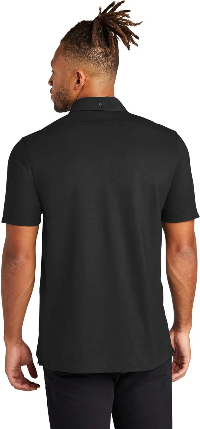 Stretch Pique Moisture Wicking Performance Full-Button Polo Shirt