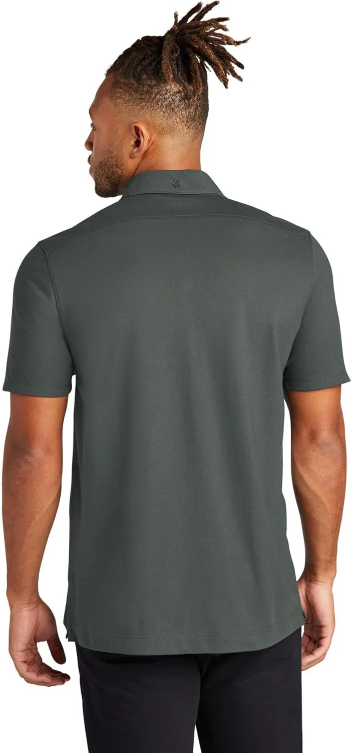 Stretch Pique Moisture Wicking Performance Full-Button Polo Shirt