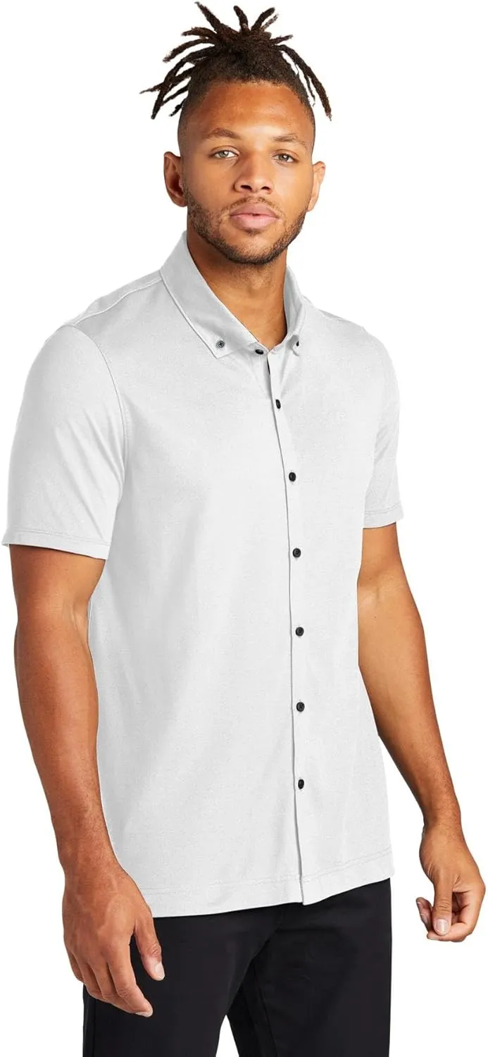 Stretch Pique Moisture Wicking Performance Full-Button Polo Shirt