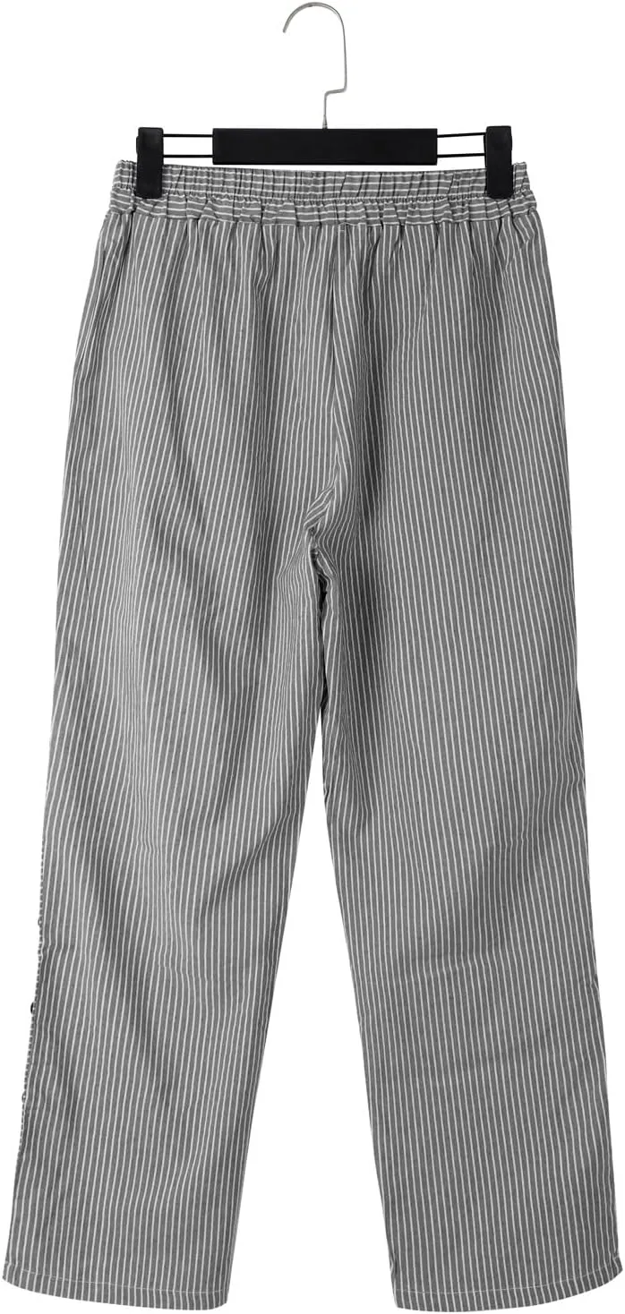 Striped Linen Pants for Women 2025, Trendy Spring Summer Casual Pants High Waist Straight Leg Trousers with Pockets