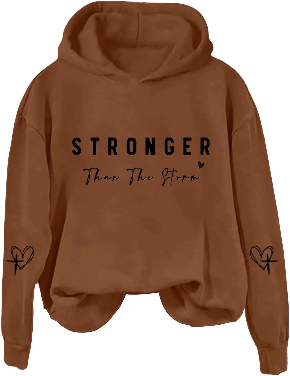 Stronger Than The Storm Hoodies for Women Letter Printed Long Sleeve Sweatshirt Oversized Soft Casual Tops Sweater