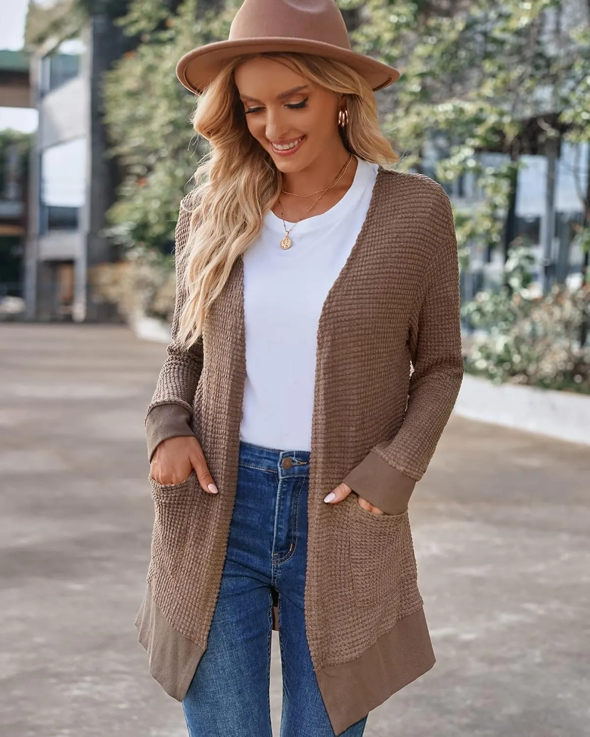 STYLEWORD Women's Fashion Cardigan Sweater Lightweight Open Front Long Casual Beach Kimonos Outfits with Pockets