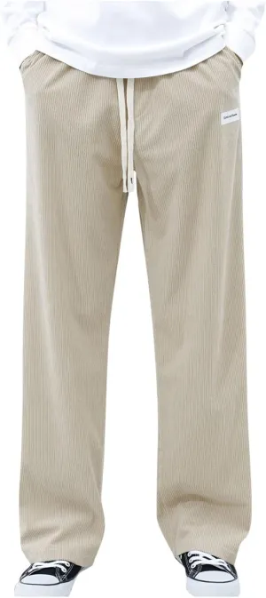 SUWBMHWE Corduroy Pants for Men Corduroy Baggy Wide Leg Joggers Pants Casual Cargo Pants Elastic Waist Sweatpants
