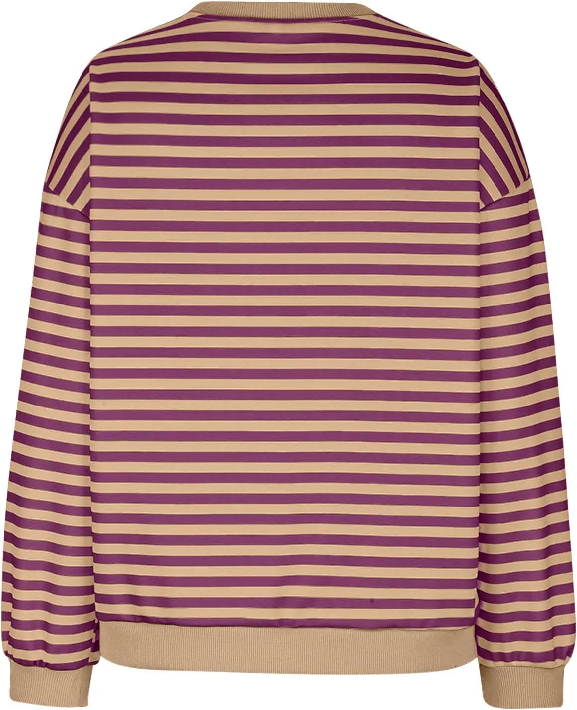 Sweat Shirt For Women 2024 Casual Crew Neck Long Sleeve Striped Pullover Tunic Quarter Aesthetic Trendy Tops