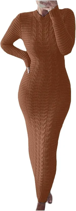 Sweater Dresses for Women,Sexy Bodycon Long Sleeve Dress for Winter Plus Size Pullover Dress for Party Evening