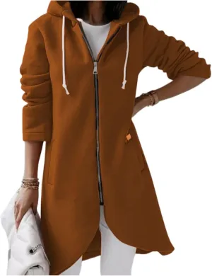 Sweatshirts for Women Zipper Irregular Hem Long Hoodies Fleece Sweatshirts Tunic Causl Jacket Long Sleeve Tops