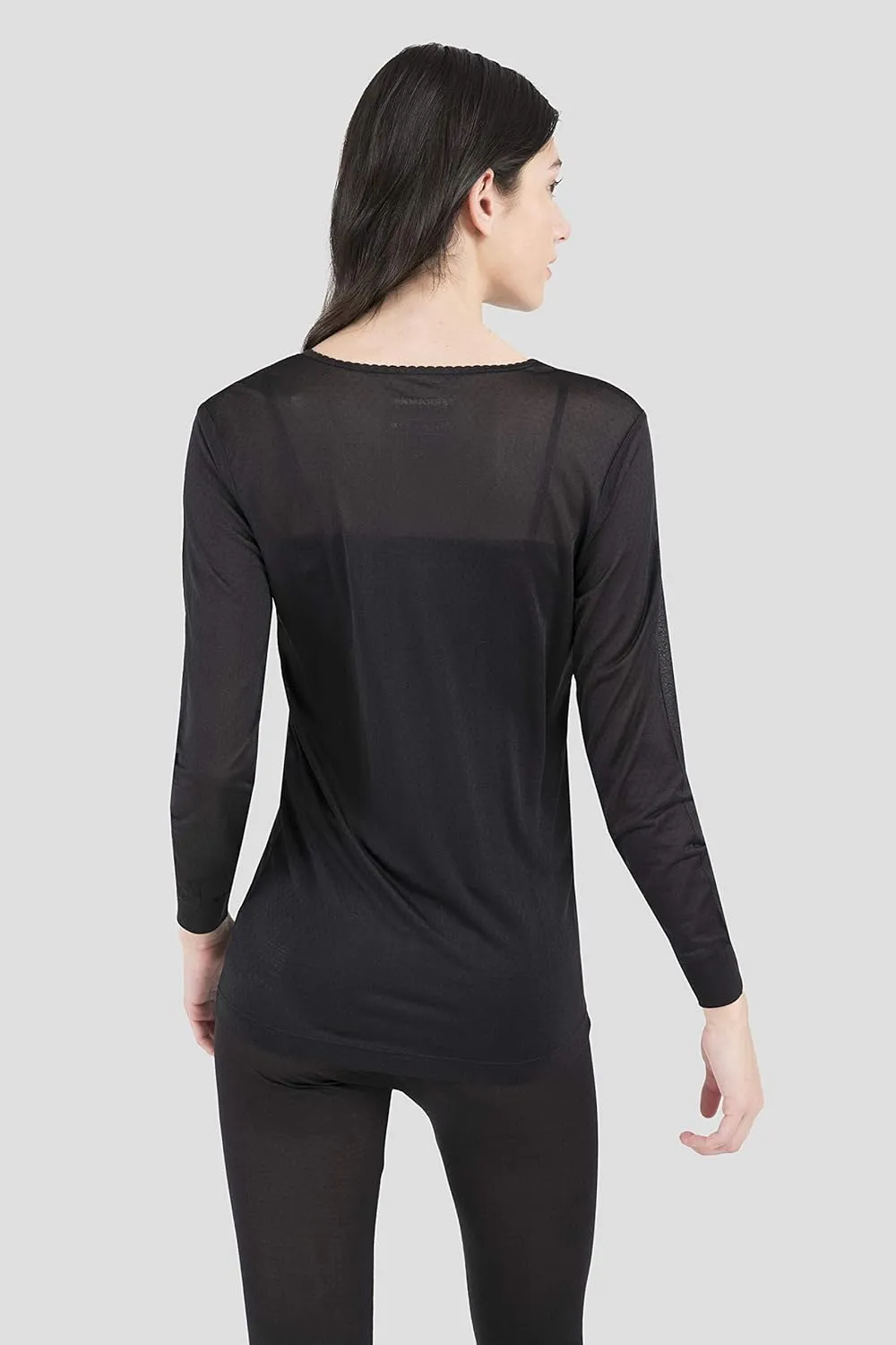Terramar Women's 100% Silk Thermasilk Pointelle Scoop Shirt Baselayer