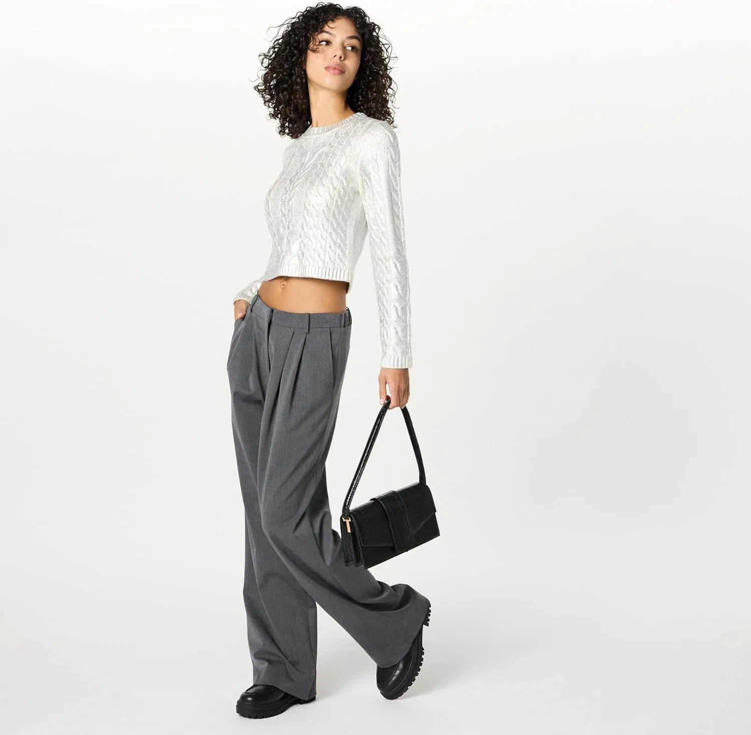 The Drop Women's Sofia Metallic Cable Pullover Sweater