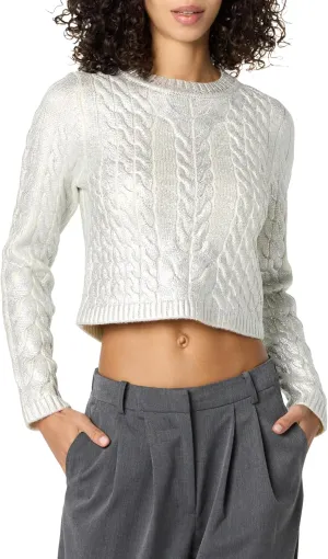 The Drop Women's Sofia Metallic Cable Pullover Sweater