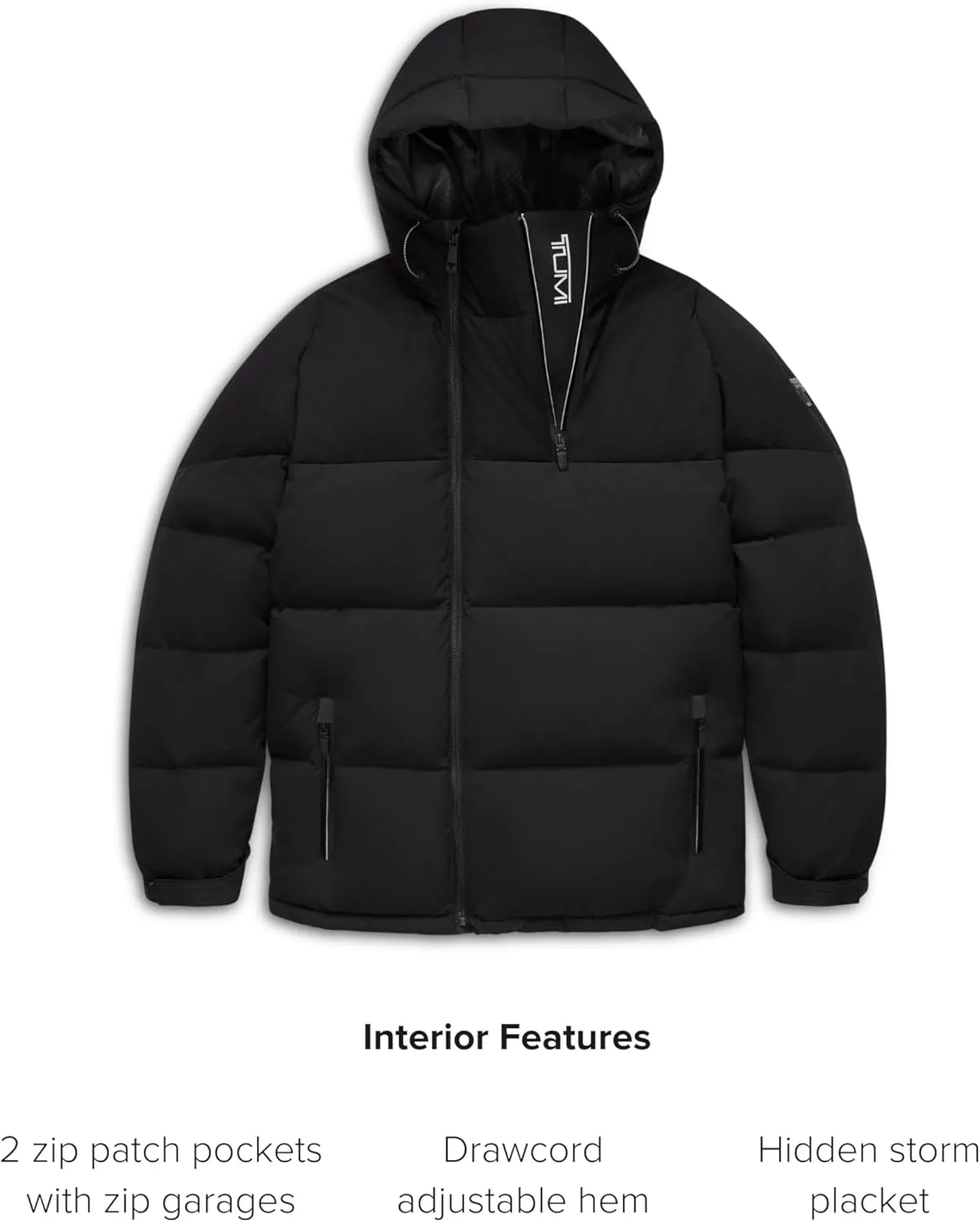 TUMI Men's Mini Ripstop Down Fill Quilted Heavyweight Puffer - Men's Nylon Jacket - Magnetic Cuffs & Throat Gusset