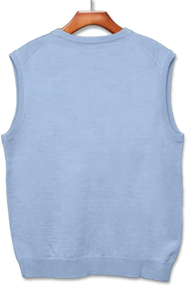 V Neck Solid Sweater Vest - Mens