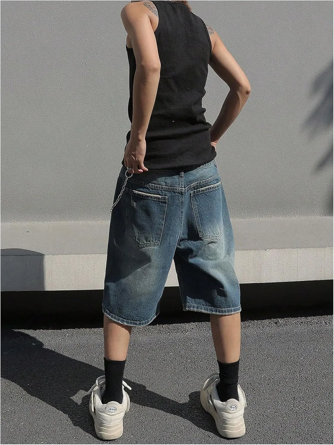 Verdusa Men's Baggy Bermuda Denim Shorts Streetwear Jean Short with Pockets