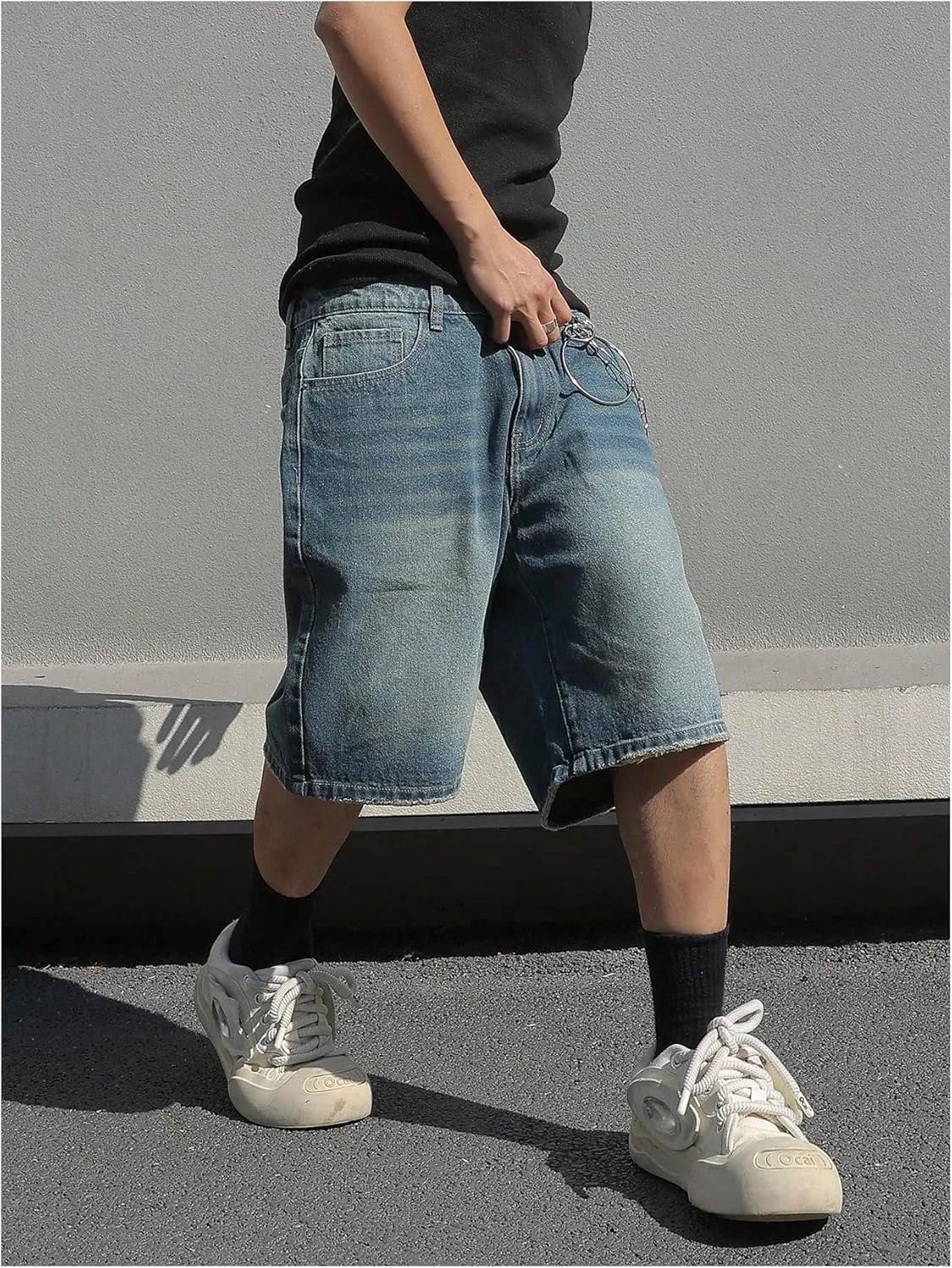 Verdusa Men's Baggy Bermuda Denim Shorts Streetwear Jean Short with Pockets