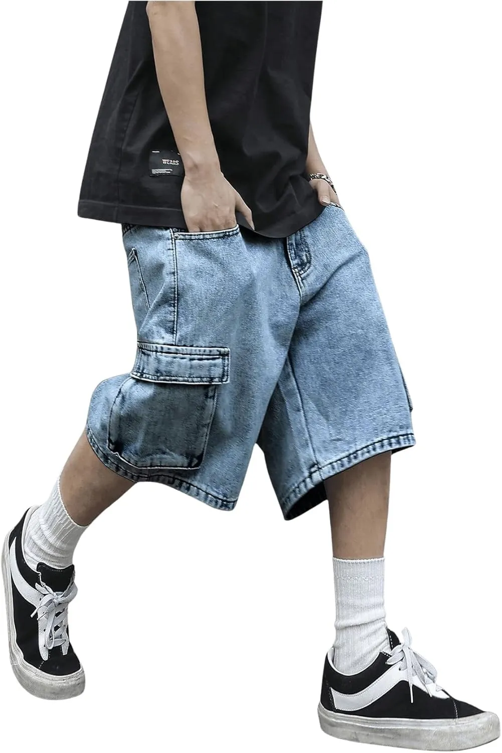 Verdusa Men's Baggy Bermuda Denim Shorts Streetwear Jean Short with Pockets
