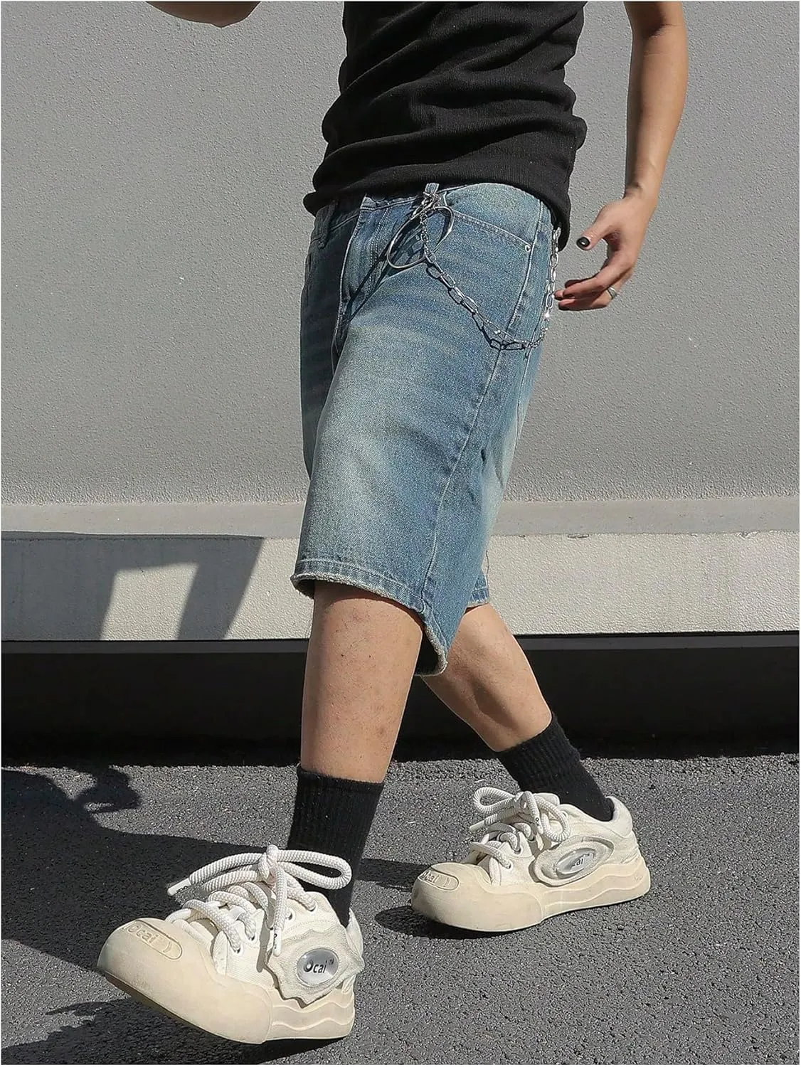 Verdusa Men's Baggy Bermuda Denim Shorts Streetwear Jean Short with Pockets