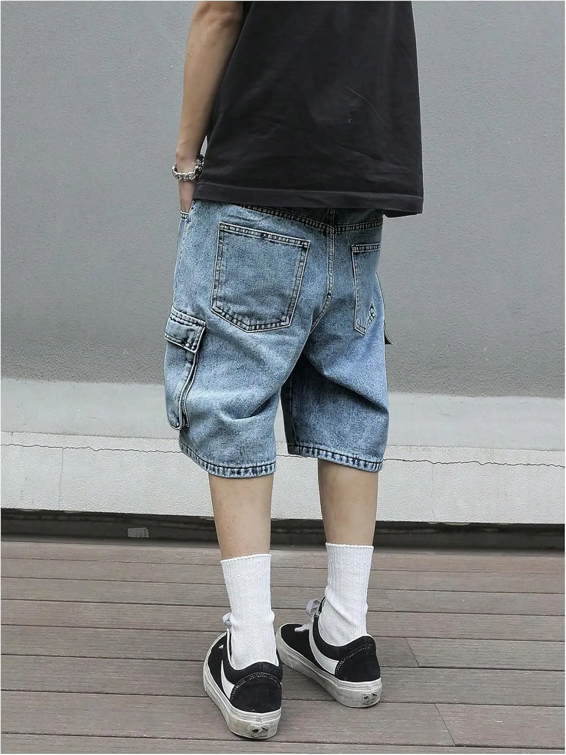 Verdusa Men's Baggy Bermuda Denim Shorts Streetwear Jean Short with Pockets