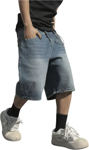 Verdusa Men's Baggy Bermuda Denim Shorts Streetwear Jean Short with Pockets