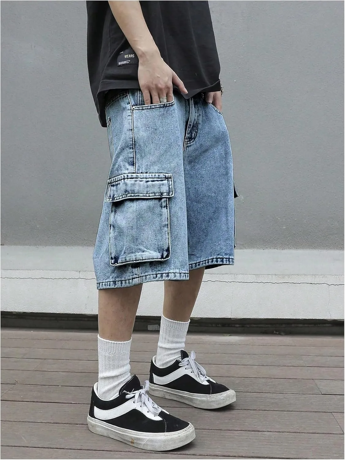 Verdusa Men's Baggy Bermuda Denim Shorts Streetwear Jean Short with Pockets