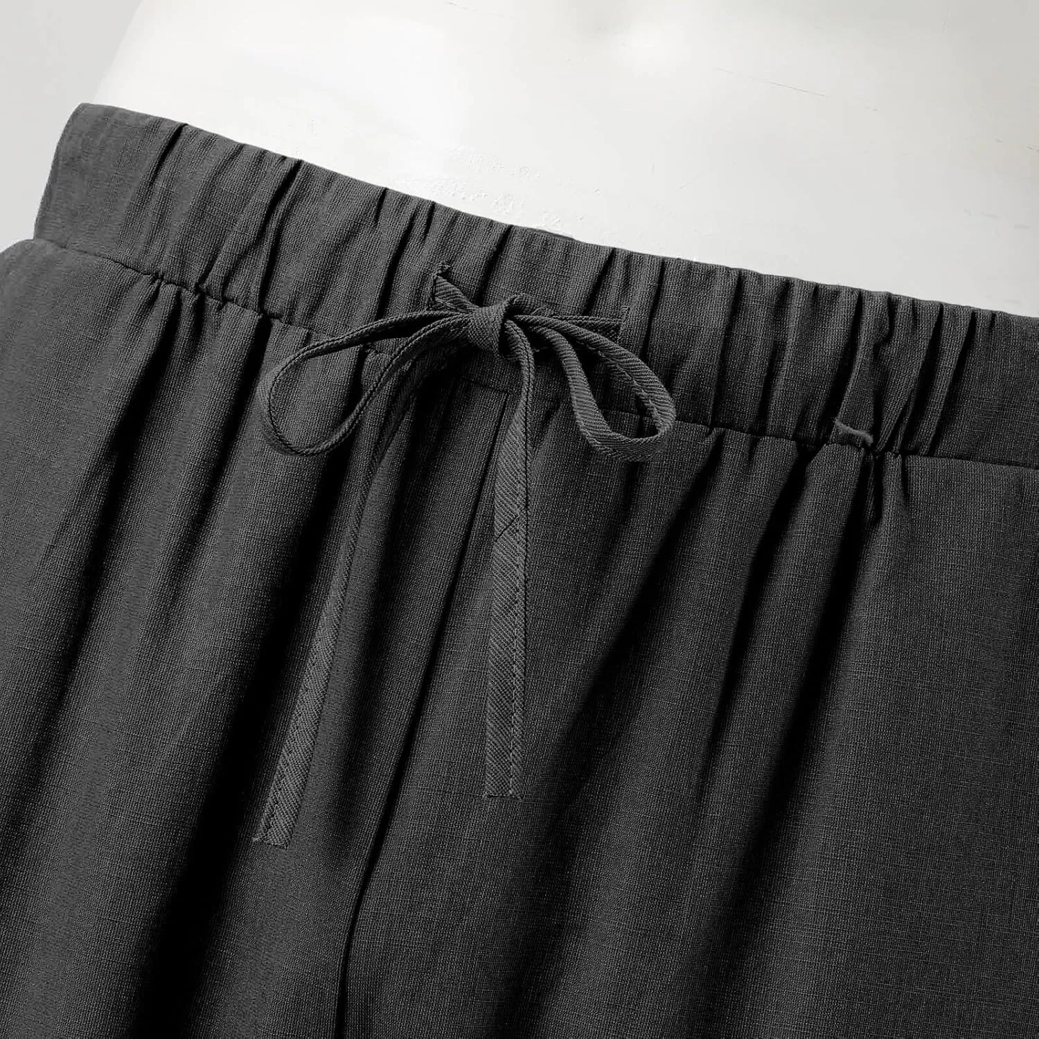Vickyleb Men's Casual Linen Pants Elastic Drawstring Waist Loose Fit Straight Legs Summer Yoga Beach Long Pants for Men