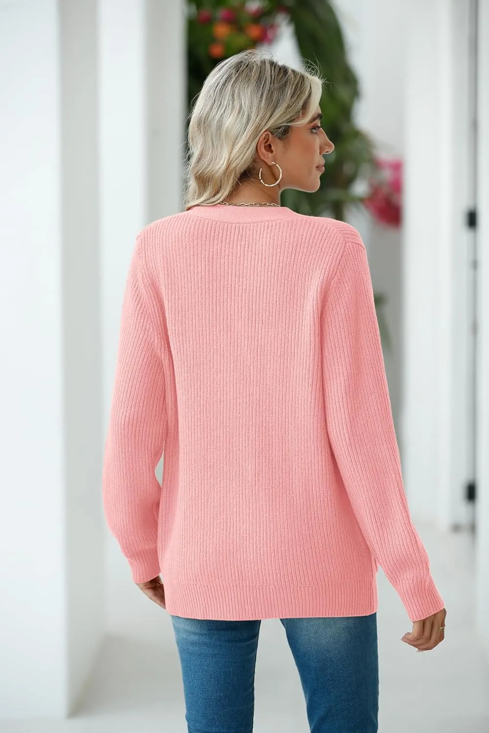 VIISHOW Women Chunky Knit Cardigan Sweater Long Sleeve V Neck Button up Cardigan with Pocket Sweater Coat for Fall and Winter