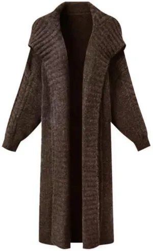 Vintage Lapel Long Sweater Coat 2023 New Loose Large Size Knit Cardigan Large Lapel Long Lazy Style Knit Sweater Coat