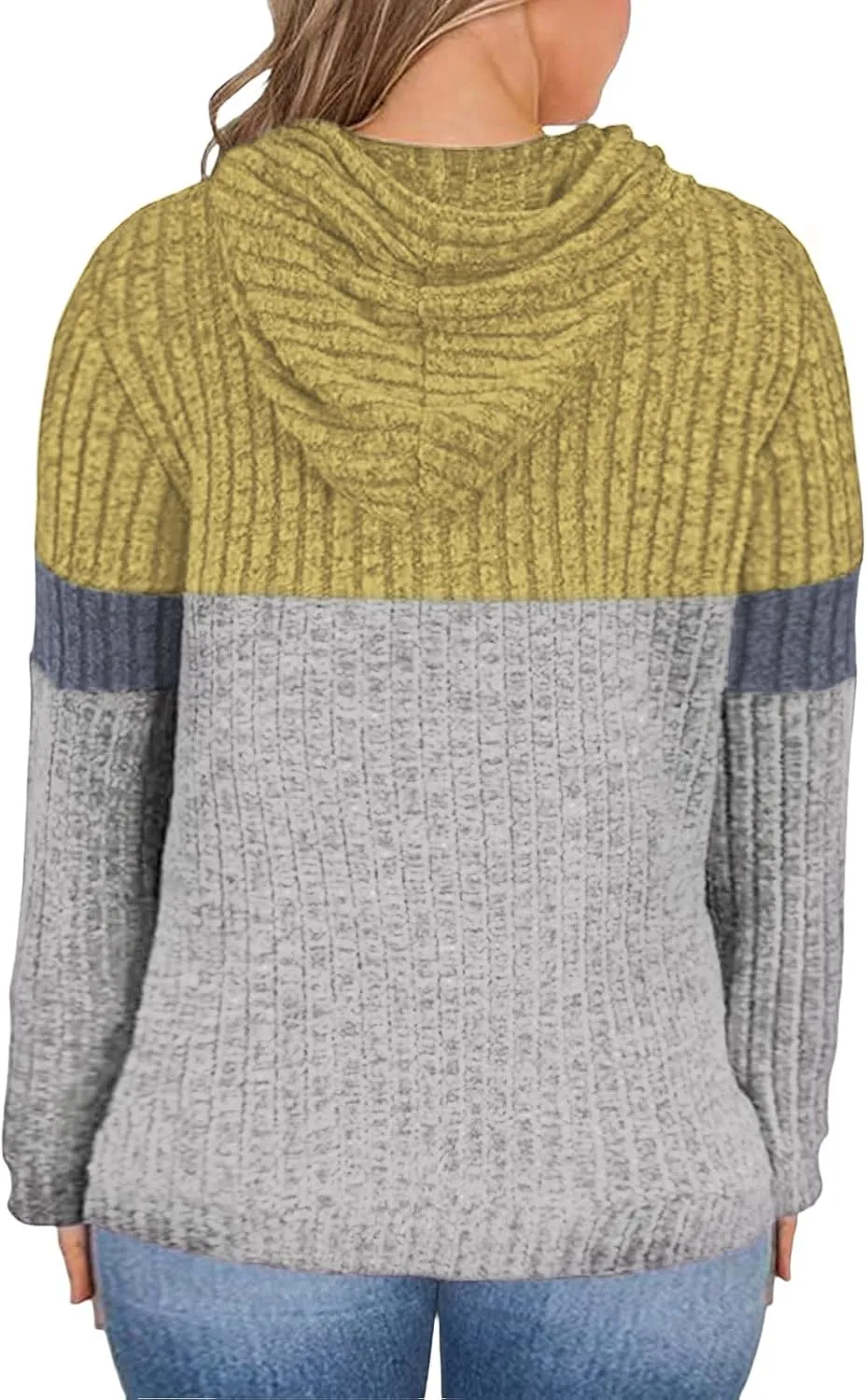 VISLILY Plus-Size-Hoodies for Women Casual Color Block Sweaters Long Sleeve Pullover Sweatshirts Cute Loose Tops with Pocket