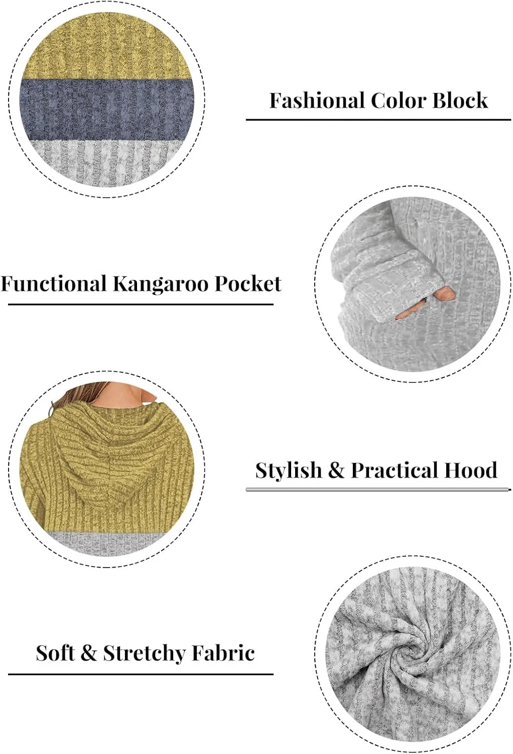 VISLILY Plus-Size-Hoodies for Women Casual Color Block Sweaters Long Sleeve Pullover Sweatshirts Cute Loose Tops with Pocket